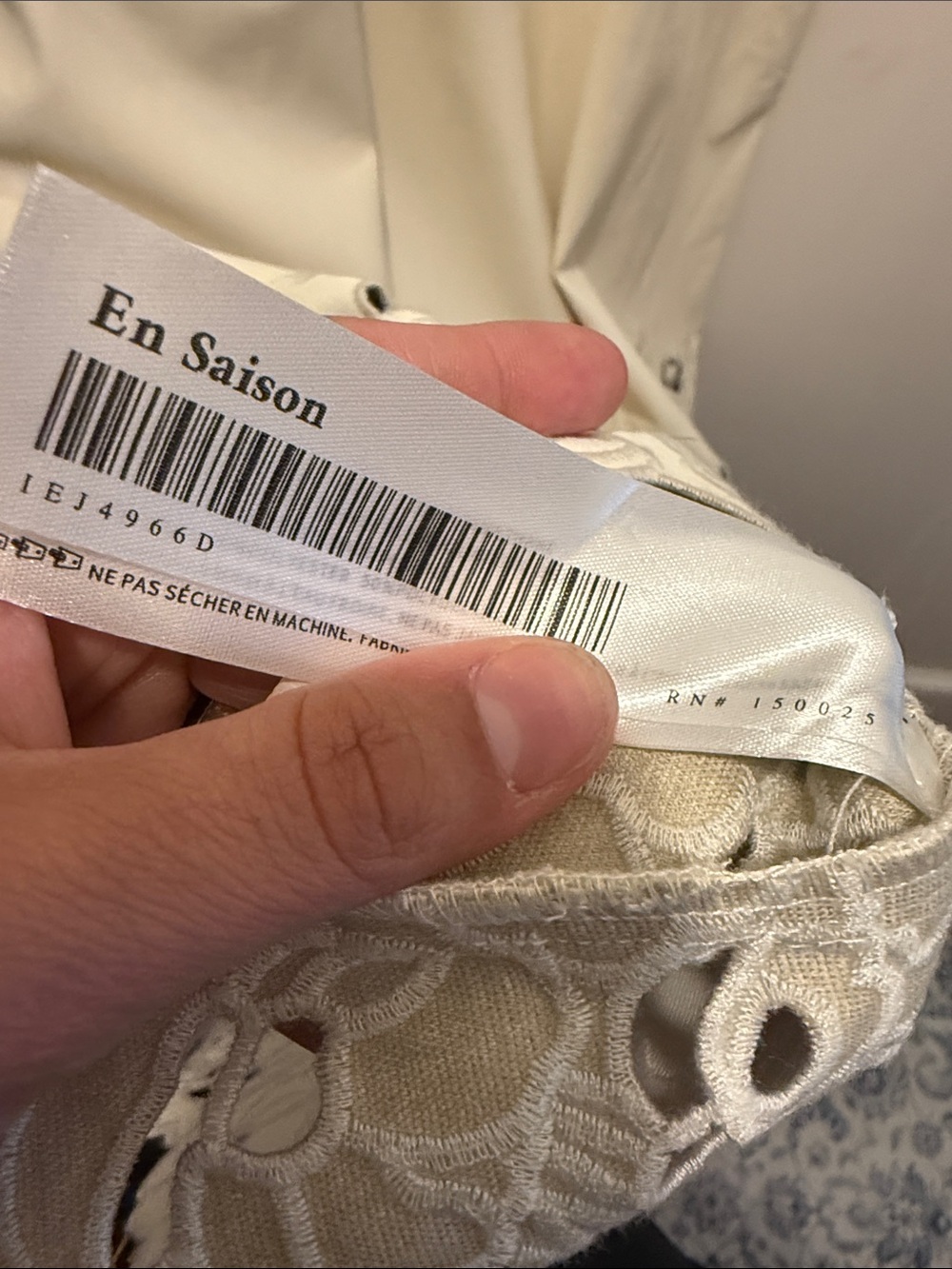 En Saison Sleeveless Cream Button-Down Midi Dress with Embroidered Hem - Picture 7 of 7